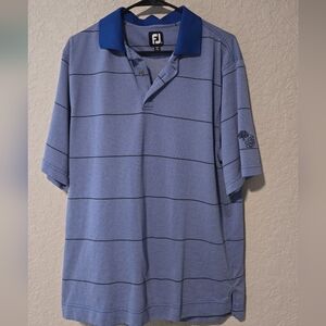 Footjoy Blue Striped Polo- Logo On Sleeve